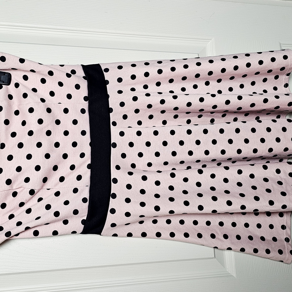 Pink Polka Dot Dress with Black Accents